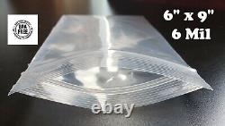 6 x 9 Resealable Plastic Bags Zip Seal 6 Mil Thick Reclosable Top Lock 6Mil