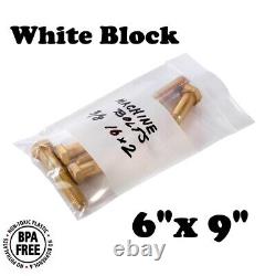 6 x 9 White Block Zip Seal Bags Reclosable Top Lock 2Mil or 4Mil Heavy Duty