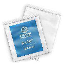 - 8 X 10 (1000 Count) 2 Mil Clear Reclosable Zip Plastic Poly Bags with Reseal