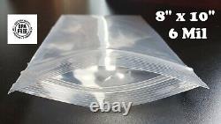 8 x 10 Resealable Plastic Bags Zip Seal 6 Mil Thick Reclosable Top Lock 6Mil