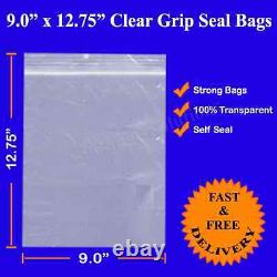 9 x 12.75 FITS A4 Size Grip seal bags Resealable Self Seal Clear Poly Plastic