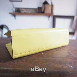 AUTH Gucci 2Way Handbag Clear Plastic Bag Clutch Yellow Leather 7411