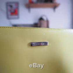 AUTH Gucci 2Way Handbag Clear Plastic Bag Clutch Yellow Leather 7411