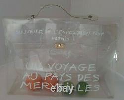 AUTH HERMES Clear Plastic Un Voyage Kelly Souvenir Bag