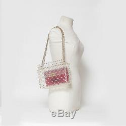 AUTH Valentino Rockstud Clear Plastic Shoulder Bag