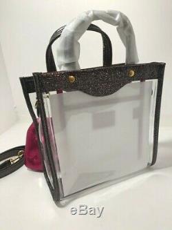 Anya Hindmarch Transparent Crossbody Bag w Charcoal Gray Borders and Strawberry
