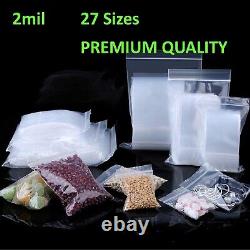 Assorted Clear Top Lock Seal Plastic Bags 2Mil Jewelry Pill Zip Baggies 2 Mil