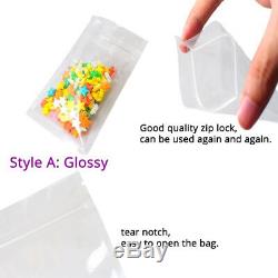 Assorted Sizes Glossy & Frosted Clear Plastic Mylar Flat Zip Lock Bag SM06