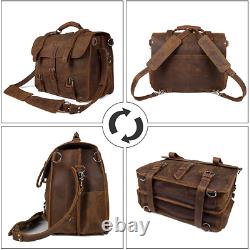 Augus Leather Messenger Bag for Men Briefcase Travel Backpack Shoulder Bag Fit 1