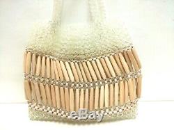 Auth ANTEPRIMA Clear Beige Plastic Wood Handbag