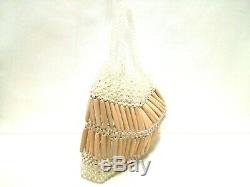 Auth ANTEPRIMA Clear Beige Plastic Wood Handbag