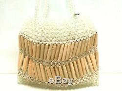 Auth ANTEPRIMA Clear Beige Plastic Wood Handbag