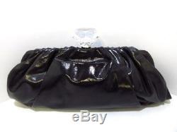 Auth CHANEL Black Clear Patent Leather Plastic Clutch Bag