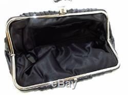 Auth CHANEL Black Clear Patent Leather Plastic Clutch Bag