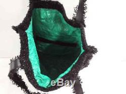 Auth CHANEL Black Green Clear Tweeds Plastic Tote Bag Robot Glitter Rhinestones