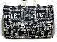 Auth Chanel By Sea Line A18303 Black Ivory Clear Canvas Plastic Tote Bag