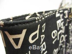 Auth CHANEL By Sea Line Black White Clear Canvas Plastic Tote Bag