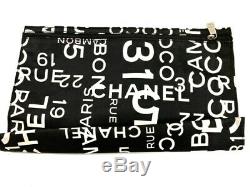 Auth CHANEL By Sea Line Black White Clear Cotton Plastic Tote Bag