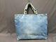 Auth Chanel By Sea Line Light Blue Clear Denim Plastic Tote Bag