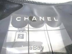 Auth CHANEL Window Shop Black Clear Vinyl Plastic Shoulder Bag