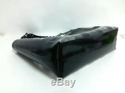 Auth CHANEL Window Shop Clear Black Vinyl Plastic Tote Bag