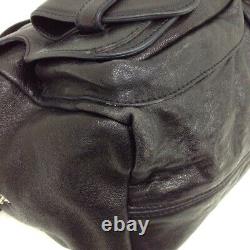 Auth Chloe Saskia Black Clear Gold Leather Plastic Hardware Shoulder Bag