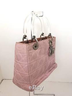 Auth ChristianDior Lady Dior Pink Clear Nylon Plastic Handbag