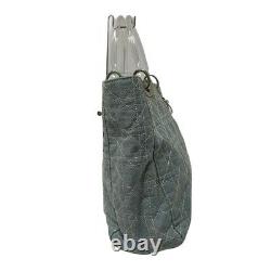Auth DIOR/ChristianDior Lady Dior Light Blue Clear Multi Denim Plastic Tote Bag