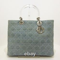 Auth DIOR/ChristianDior Lady Dior Medium Bag Light Blue Clear Denim Handbag