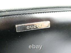 Auth GUCCI Logos Leather PVC Clear Clutch Bag Purse Black Italy 21357bkac