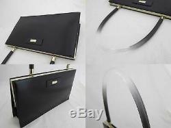 Auth Gucci Logo Shoulder Handbag Black/Clear/Goldtone Leather/Plastic e42244