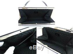 Auth Gucci Logo Shoulder Handbag Black/Clear/Goldtone Leather/Plastic e42244