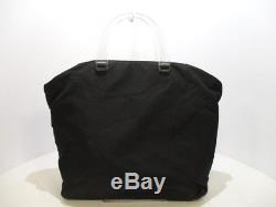 Auth PRADA Black Clear Nylon Plastic Tote Bag