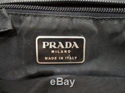 Auth PRADA Black Clear Nylon Plastic Tote Bag