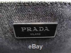 Auth PRADA Canapa 1BG439 DarkGray Clear Silver Denim Plastic Hardware Tote Bag