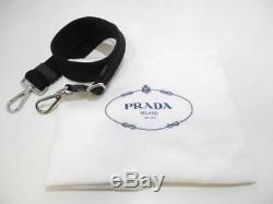 Auth PRADA Canapa Dark Gray Clear Silver Denim Plastic Hardware Tote Bag