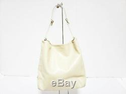 Auth PRADA Ivory Clear Leather Plastic Tote Bag