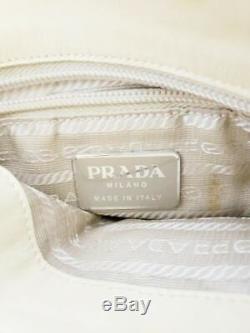 Auth PRADA Ivory Clear Leather Plastic Tote Bag