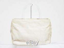 Auth PRADA Ivory Clear Nylon Plastic Tote Bag