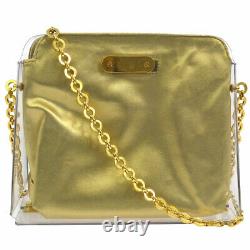 Auth Salvatore Ferragamo Gancini Chain Shoulder Bag Clear Plastic GHW BT14167g