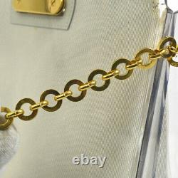 Auth Salvatore Ferragamo Gancini Chain Shoulder Bag Clear Plastic GHW JT06172k