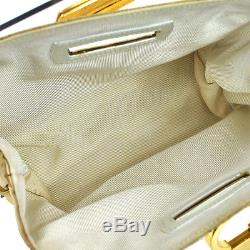 Auth Salvatore Ferragamo Gancini Chain Shoulder Bag Clear Plastics VTG BT14167g