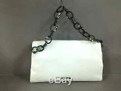Auth miumiu White Clear Leather Hardware Plastic Handbag