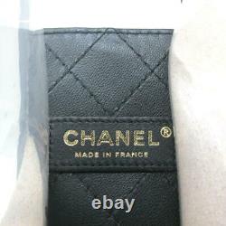 Authentic CHANEL Chain shoulder bag PVC sand Clear Black Used CC Coco