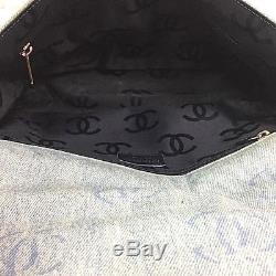 Authentic CHANEL Coco Shorlder Denim Clear Plastic Chain Shoulder Bag Flap B050