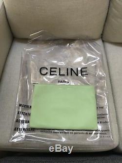Authentic Celine 2018 Clear Plastic Shopping Bag With Green Pouch