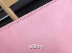 Authentic Celine 2018 Clear Plastic Shopping Bag With Pink Zip Pouch Wallet