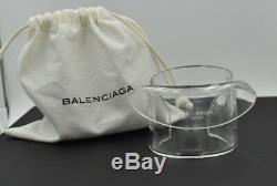BALENCIAGA Clear Resin Draped Cuff Bracelet Plisse Plastic Acrylic with Dust Bag