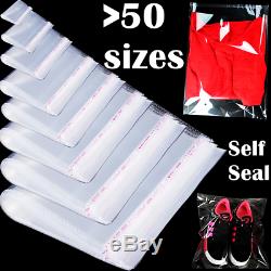 Bags Clear Resealable Self Sealing Adhesive Cello Lip & Tape Plastic Poly Bag