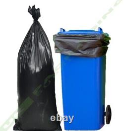 Black & Clear Plastic Refuse Sacks Bin Bags Wheelie Liners Std Duty All Qtys